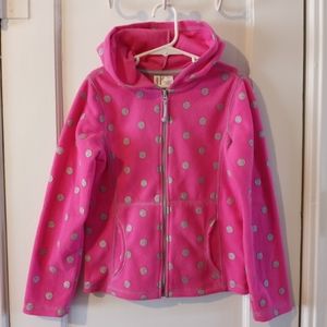 Pink and Silver Polka Dots Fleece Hoodie Sweater Girls Size Large 6X